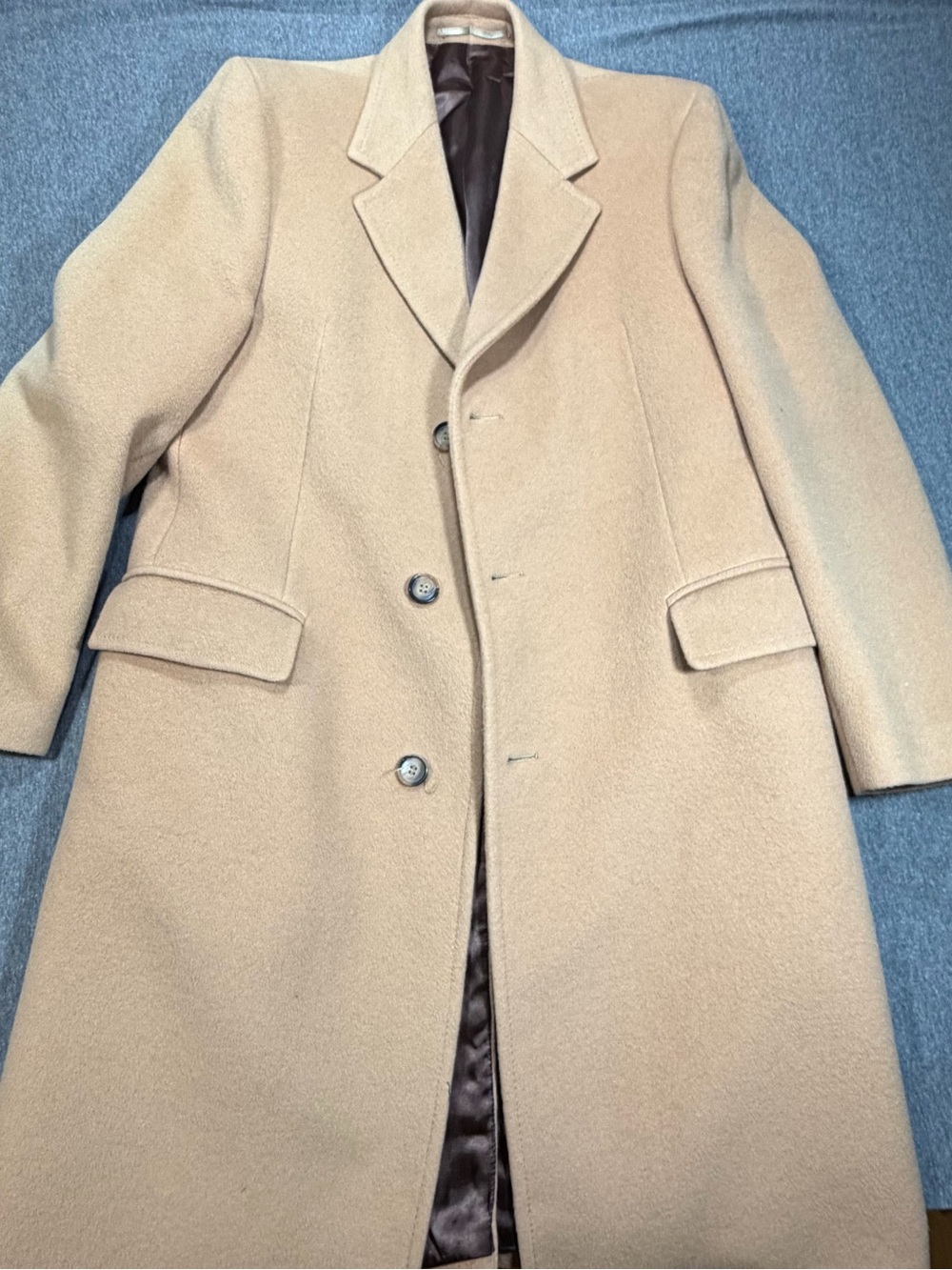 Vintage Hudson Men’s Store Camel Wool Blend Overcoat Size Unknown- See Pics